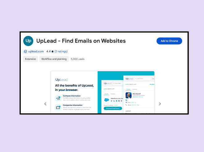 UpLead: Find emails on LinkedIn and prospect websites in a few seconds. 