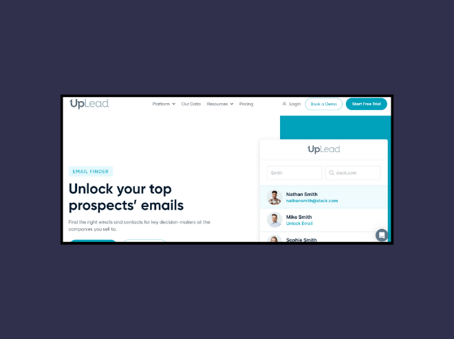 UpLead: One of the latest email extractor tools & B2B contact data platform. 