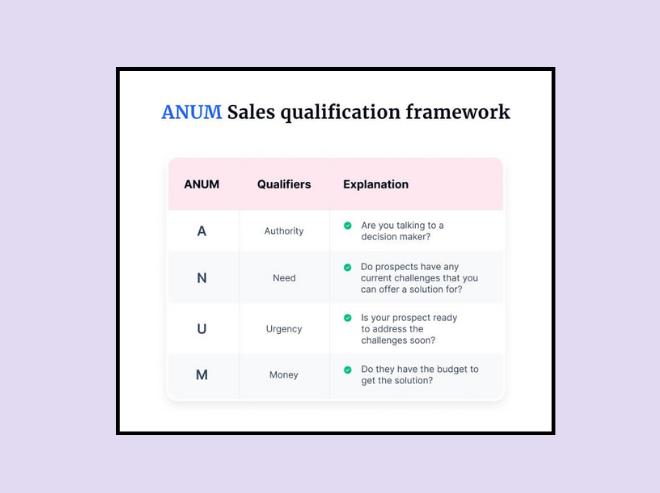ANUM lead qualification framework 