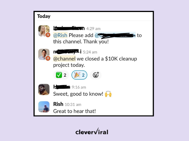 Reconciled top deal of 10k USD generated by Cleverviral.